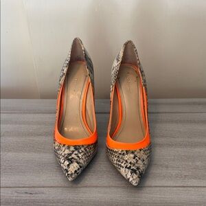 BCBGeneration Orange and Gray Heels with Snakeskin Pattern